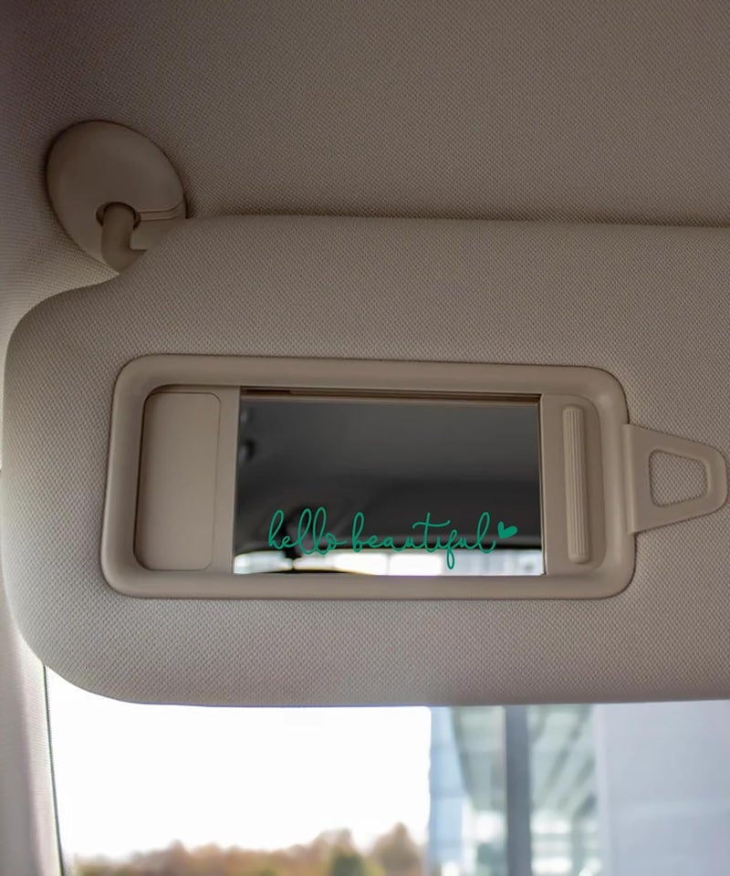 RACOONA Rearview Mirror Decal,Hello Beautiful Decal,Car Accessories Stickers Rearview Mirror Sticker (Green) - Image 4